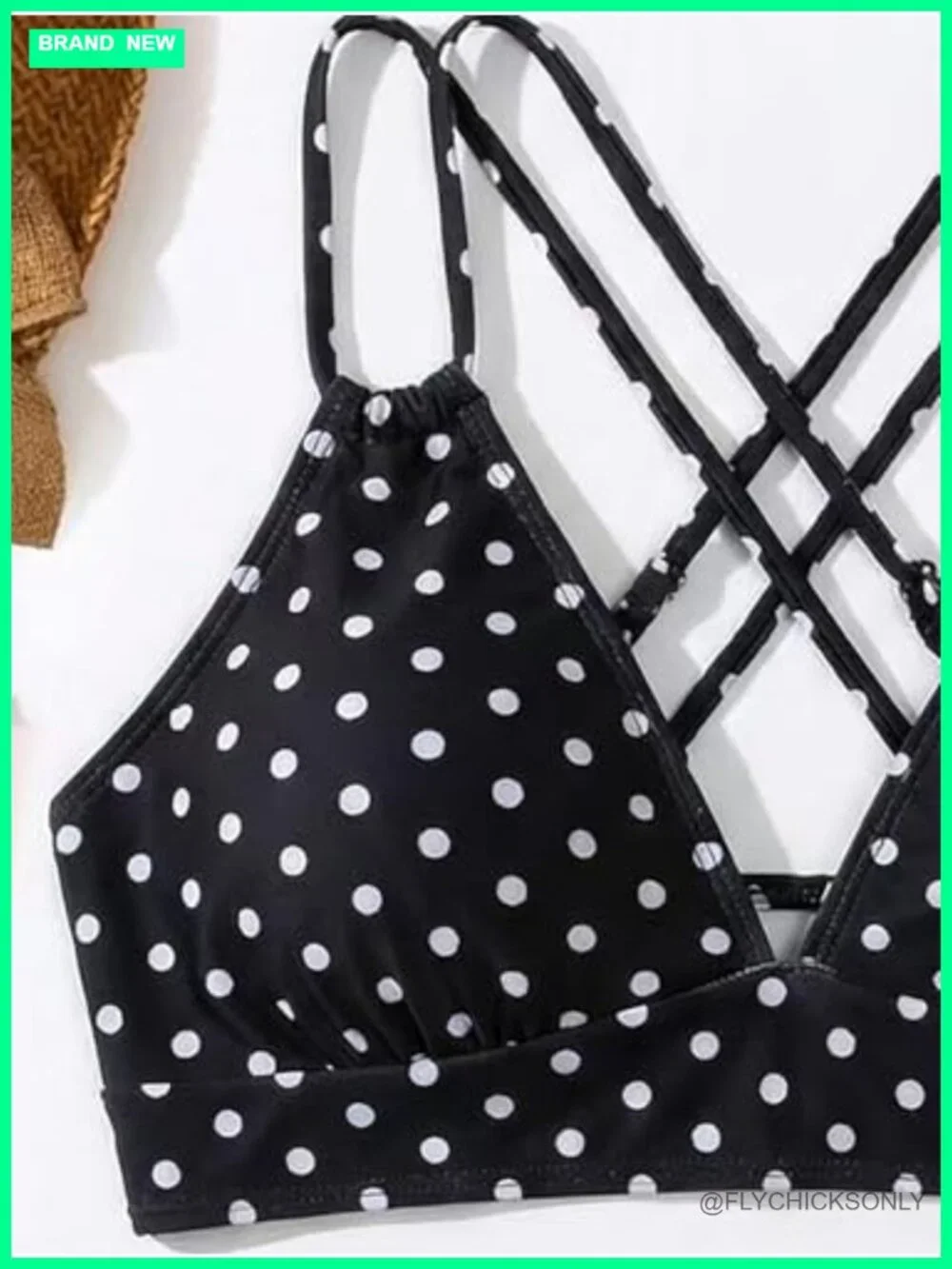 Women's Push Up V-Neck Bikini Top Criss Cross Back Padded Bathing Suit Top